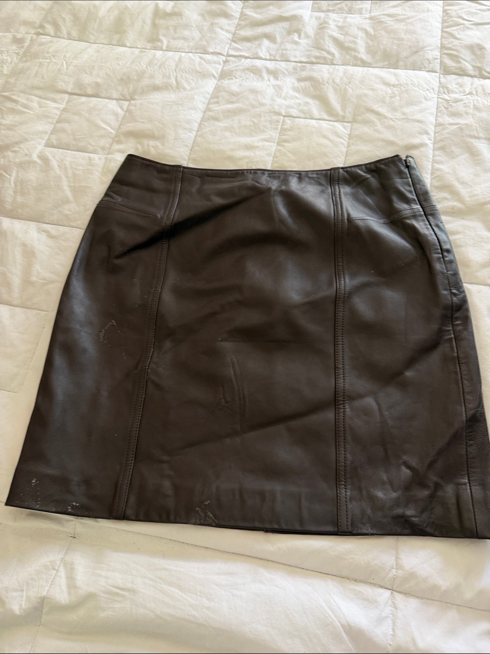The Limited Dark Brown Leather Mini Skirt